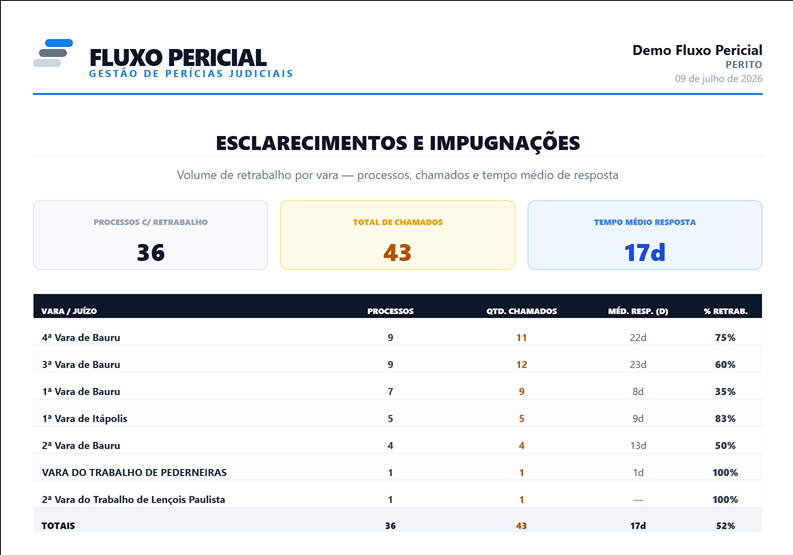 Exemplo de relatório Esclarecimentos gerado pelo Fluxo Pericial